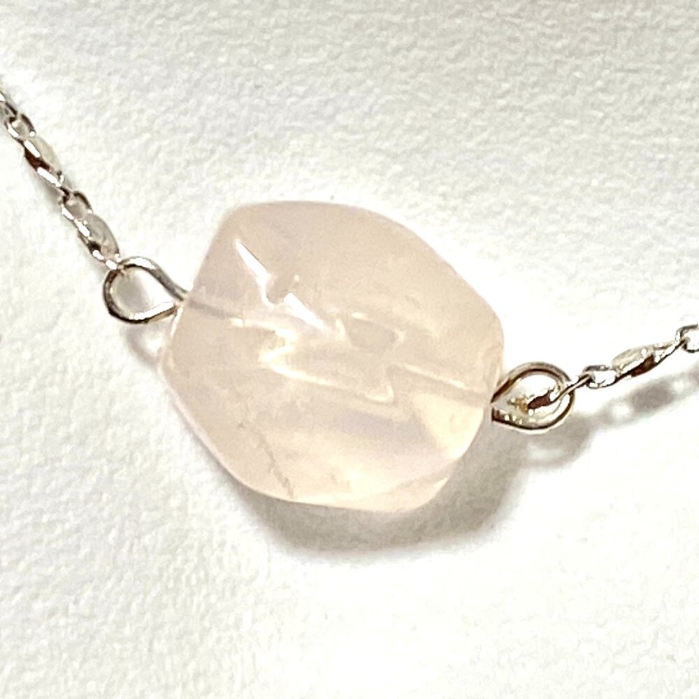 2/$20, Natural Rose Quartz Necklace, Genuine Facet Gemstone & Stainless Chain